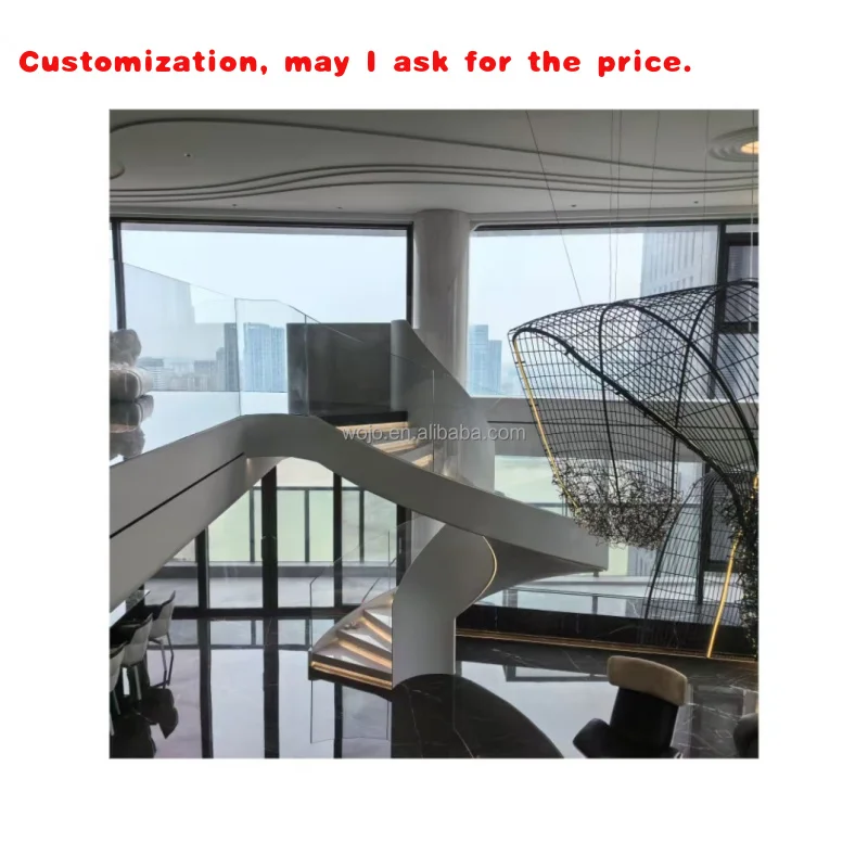 custom.Australia Standard Commercial Indoor Solid Wood Tread Staircase Glass DIP Install Office Building Commercial Use R