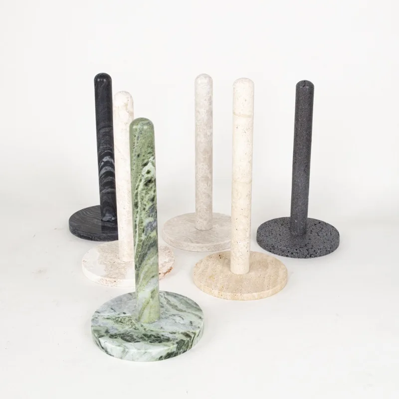 

Custom Natural Travertine Paper Towel Holder Freestanding Kitchen Roll Paper Stand
