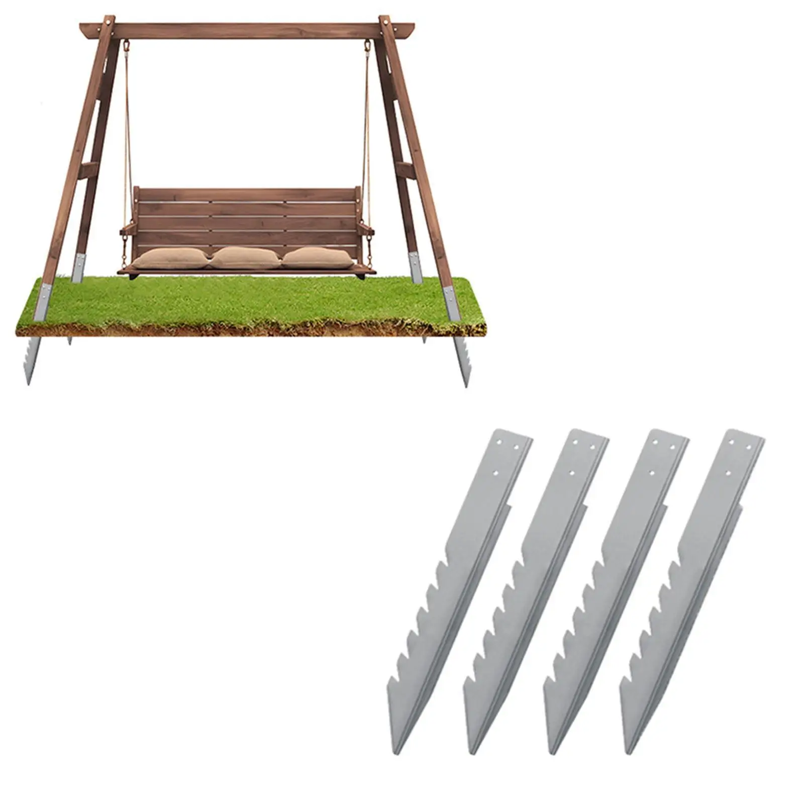 4 Pieces Fence Post Anchor Spikes Sturdy 16inch Long Accessories Multifunctional Simple Assembly for Road Signage with Screws
