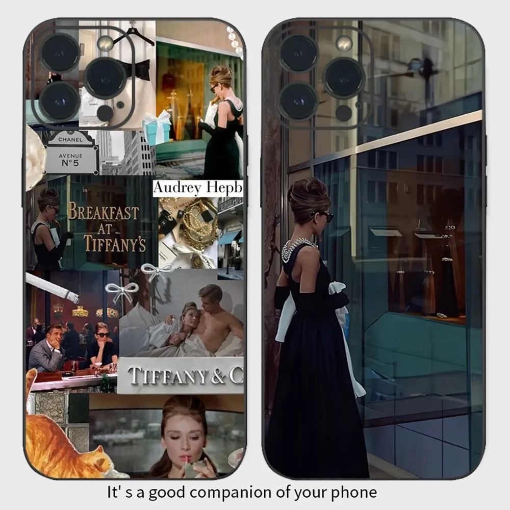 A-Audrey Hepburn Breakfast at Tiffany's Phone Case  For iPhone16 15 14 13 12 Mini 11 Pro XS Max X XR SE5 6 7 8 Plus Soft Silicon