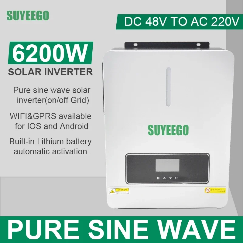 6.2kw Solar Inverter With Mppt 100A Dc 48v To Ac 220v 24v 3.6KW 4.2KW Hybrid Invertor Pure Sine Wave Inverter