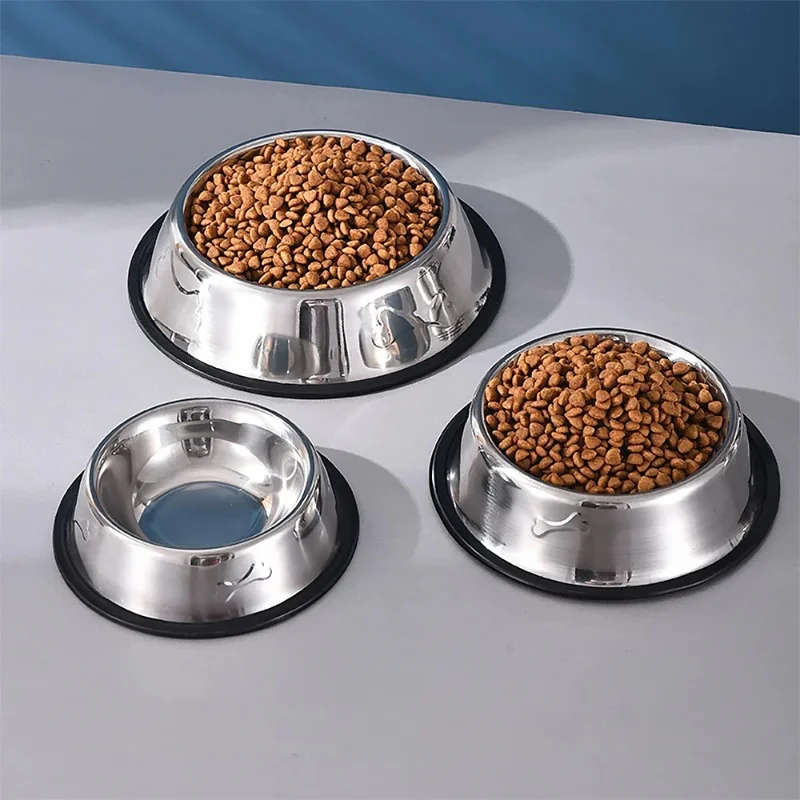 Pet stainless steel feeding bowl Food water feeder for cats and dogs Skidproof Anti-rust feeding Dishes Pet Supplies