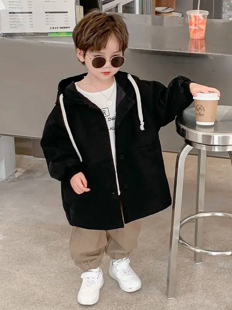 Trench Outerwear Hooded 2023 Spring Zipper Cotton Clean Simple Fashion Solid Soft Comfortable Popular Designable Boys Kids