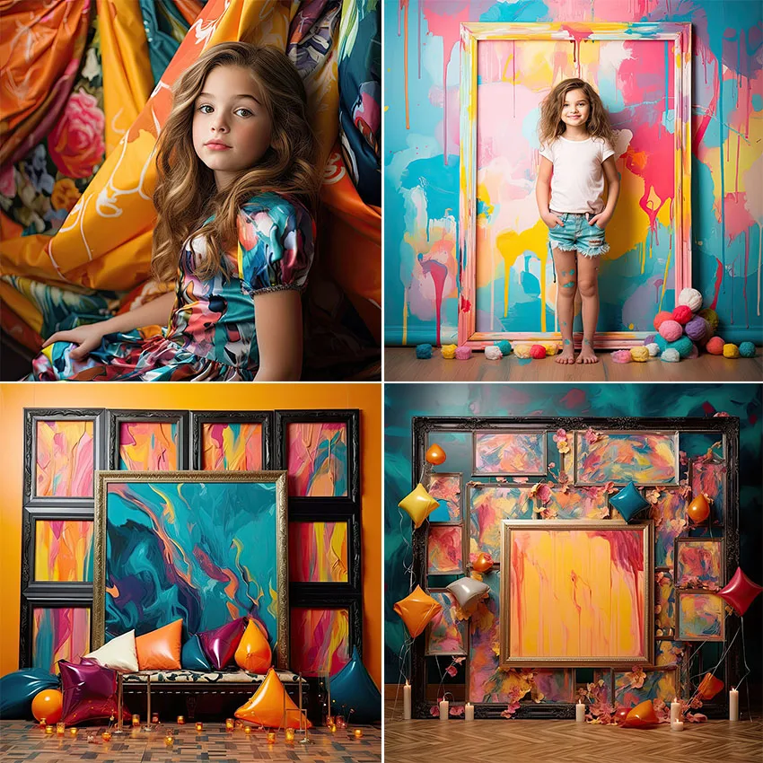 Mehofond Photography Background Retro Indoor Oil Painting Paint Kids Birthday Party Adult Portrait Decor Backdrop Photo Studio