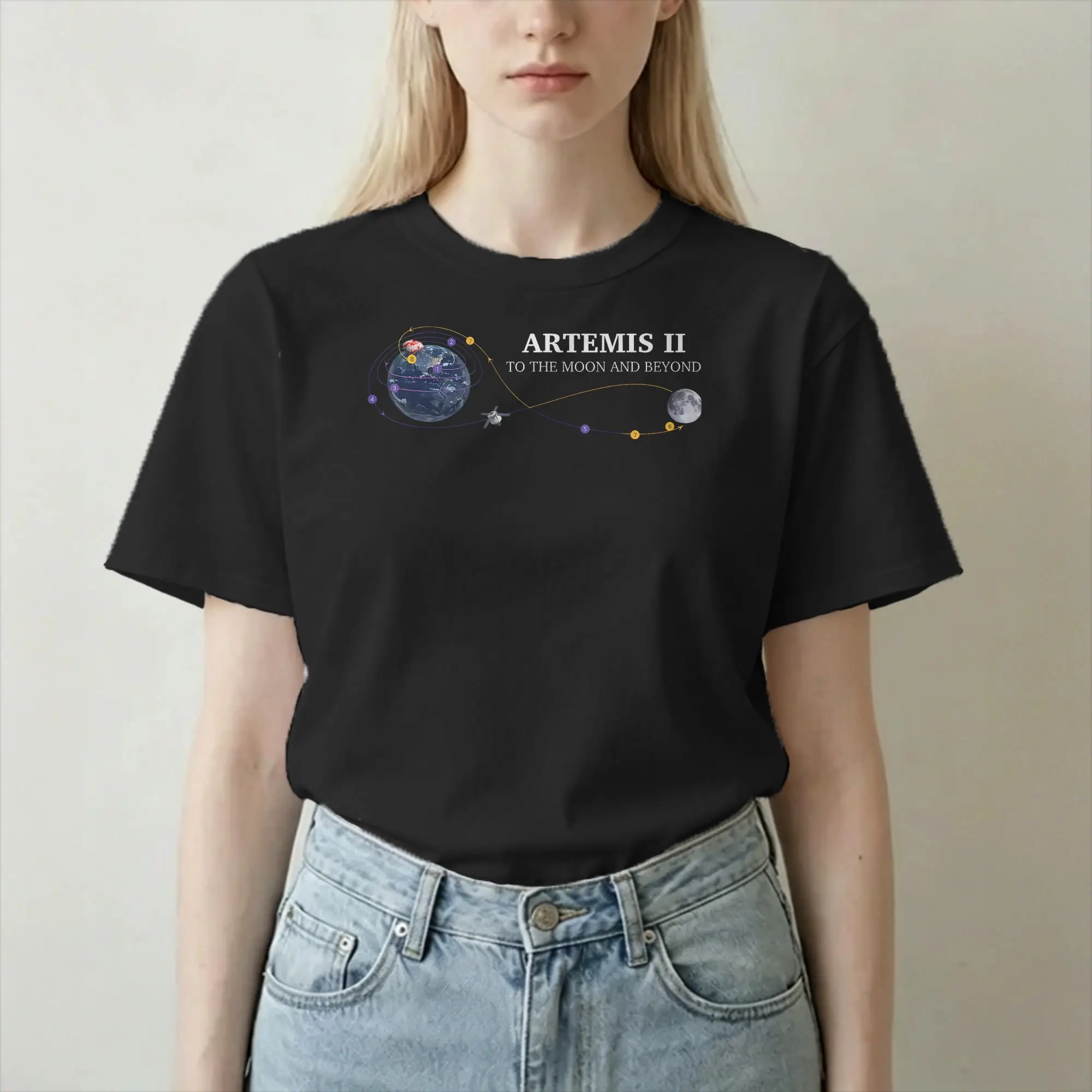 Artemis II Launch to The Moon 2026 Men Women's T Shirts  Novelty Tees  Round Collar T-Shirt 100% Cotton Gift Idea Clothes