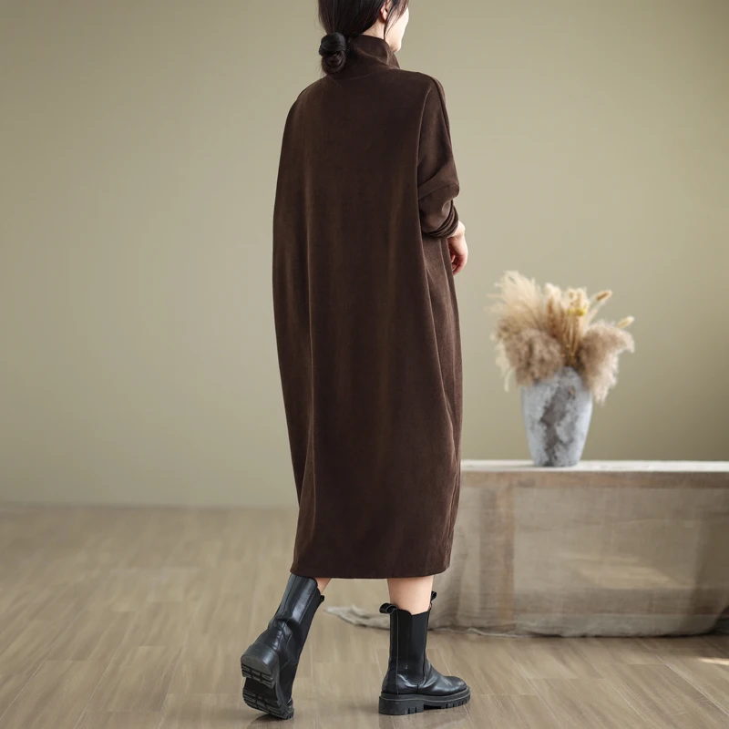 

Осень-зима High Ne Faion Slimming Casual Long Sve Dr плюс размер Цвет Midi Quali Трикотажное платье для женщин