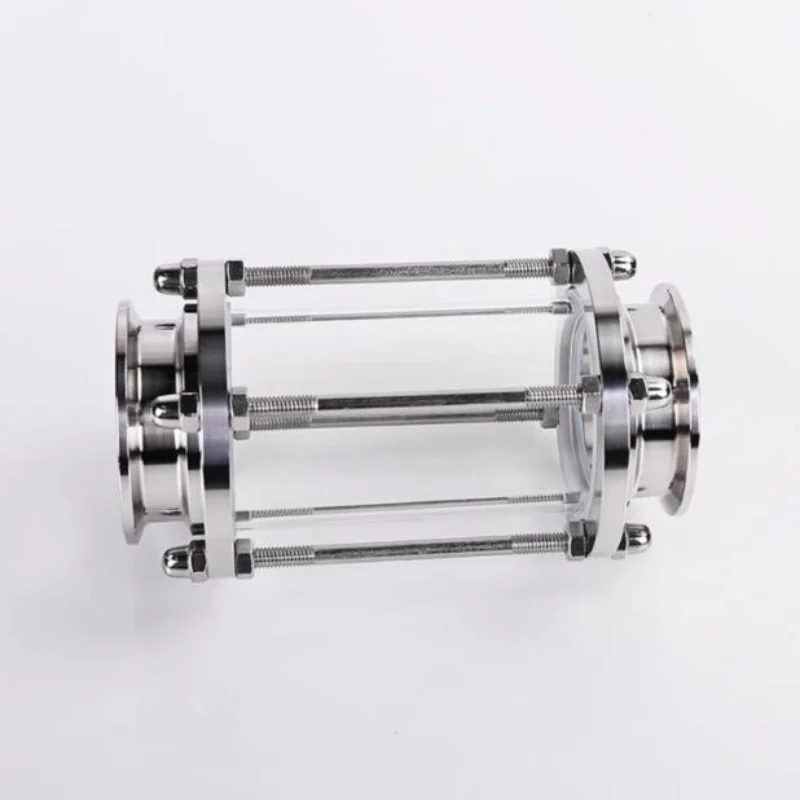 

Clamp Φ45Φ51Φ57Φ63mm OD64/77.5mm Glass Tube Sight Glass Flow Sight Glass Diopter For Distillation,Pipeline Sight Glass SS304