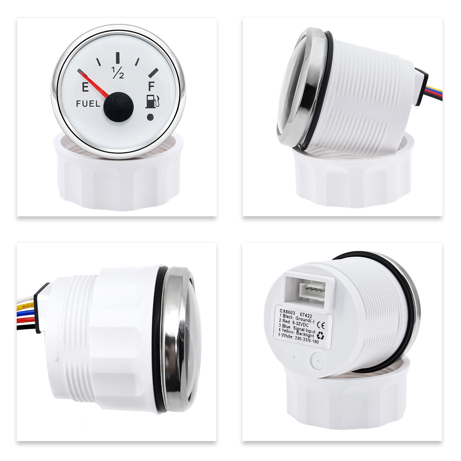 Auto- und Boot-Booster-Alarmanzeige 2'' 52mm Öldruckmesser Wasserstandsmesser Kraftstofftemperatur 12V 24V Voltmeter Zubehör Messgerät – Detail 17