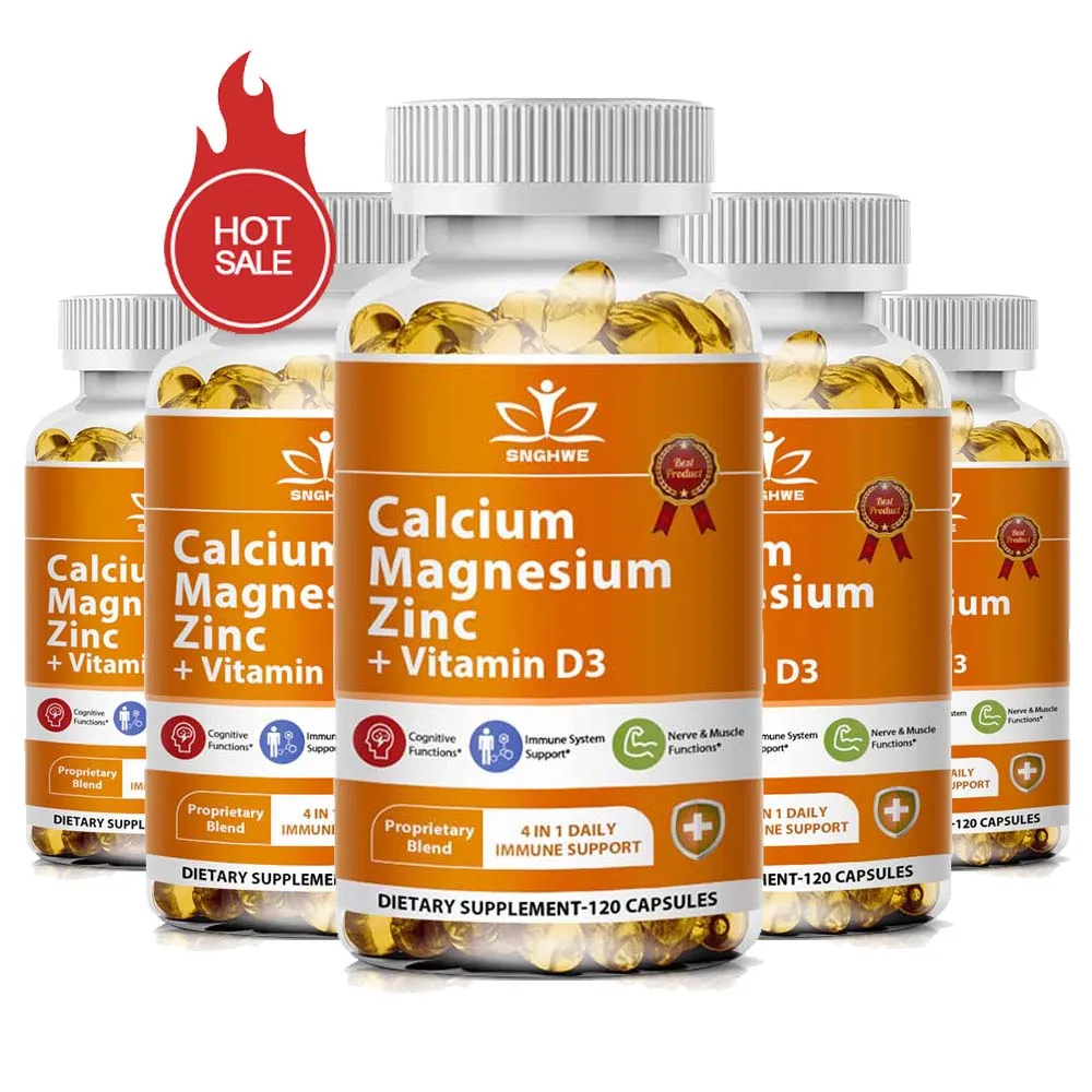 

5X Calcium Magnesium Zinc Vitamin D3 Capsules for Promotes Bone&Muscle&Nervous System Health Cell Growth Increase Immunity Diet