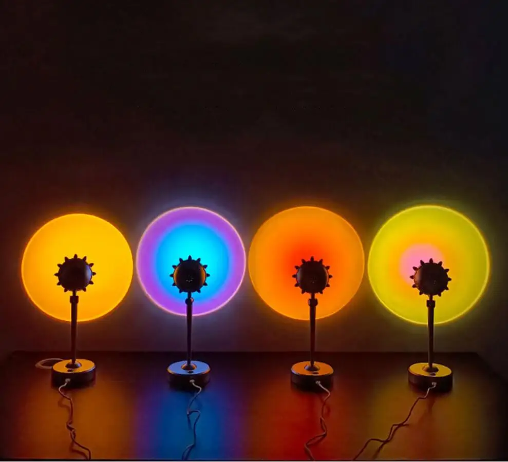 LED sunset Light USB Rainbow Sunset Red Sun Projection Desk Lamp for Bedroom Bar Coffee Store Wall Decoration