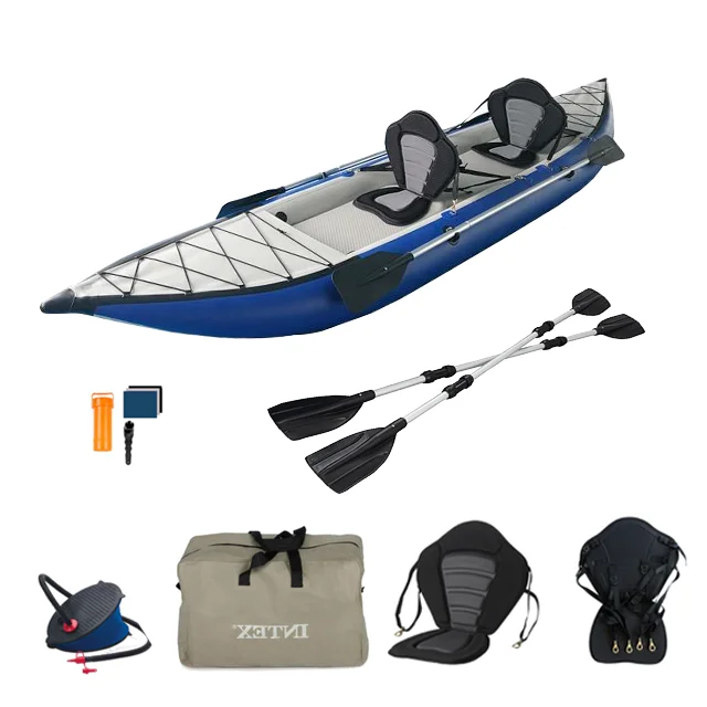 Inflatable Kayak 2 Person China Factory with Pump Backpack Repair Bag for Lakes Rivers Drifting Water Sports