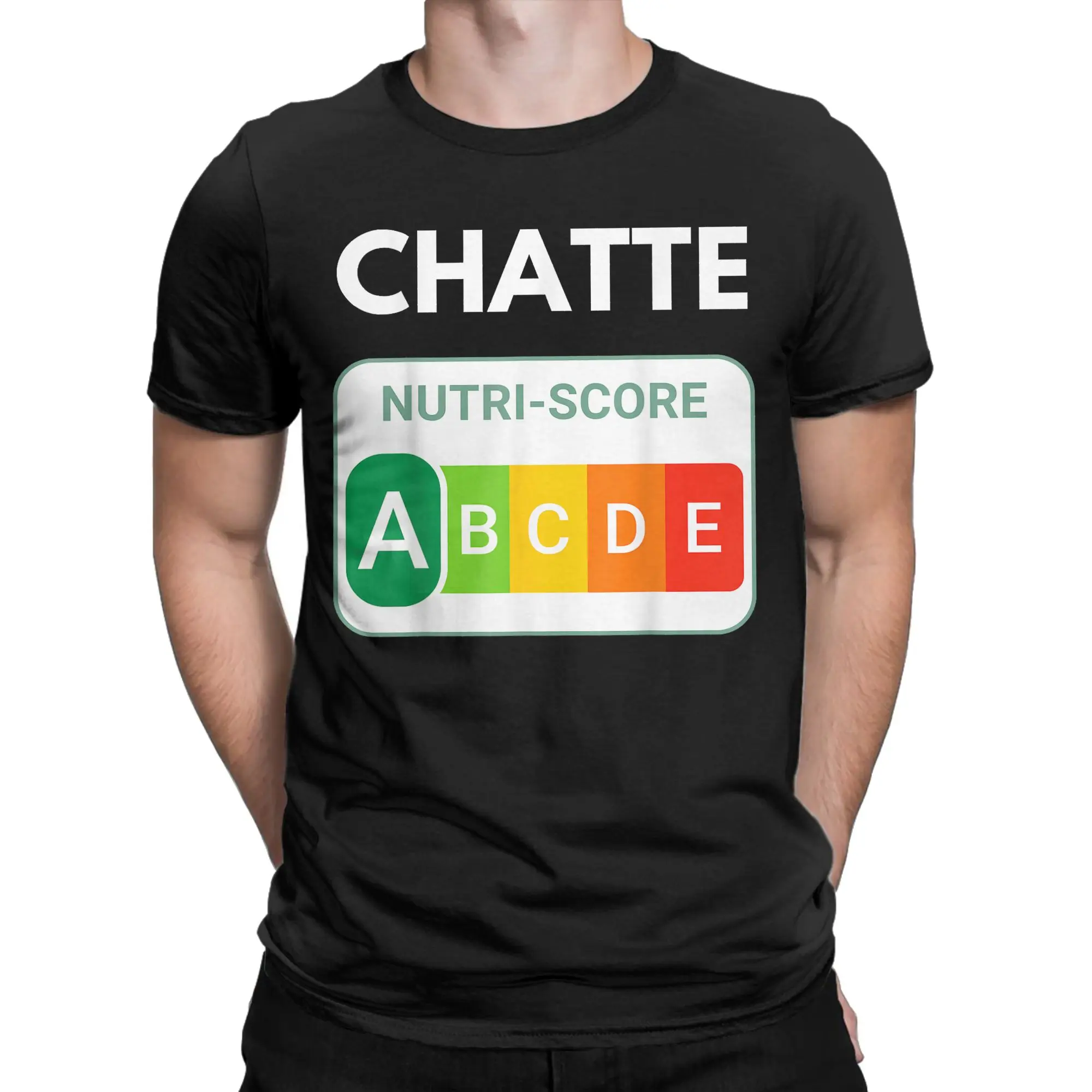 Creative Nutri-Score A Chatte Cat Lover T-Shirt for Men Round Collar 100% Cotton T Shirt Funny Gift Short Sleeve Tee Party Tops