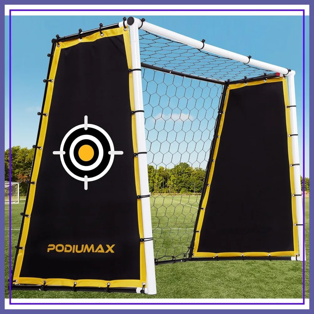 

7x5ft 4-in-1 Soccer Goal & Rebound Net, Steel Frame, Passing & Shooting Trainer for Backyard