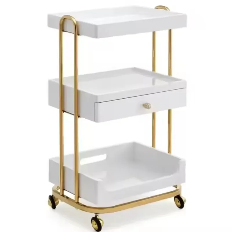 Barber Trolley Movable Super Strong Load Bearing Modern Golden Salon Furniture Trolley Barber Shop Hand Carts Trolleys