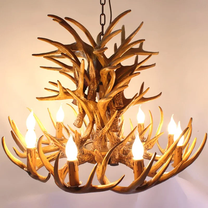 

American Country Antler Pendant lights Candle Antler Chandelier Lighting Antler Industrial Lamp LOFT Resin Deer Horn Hanglamp