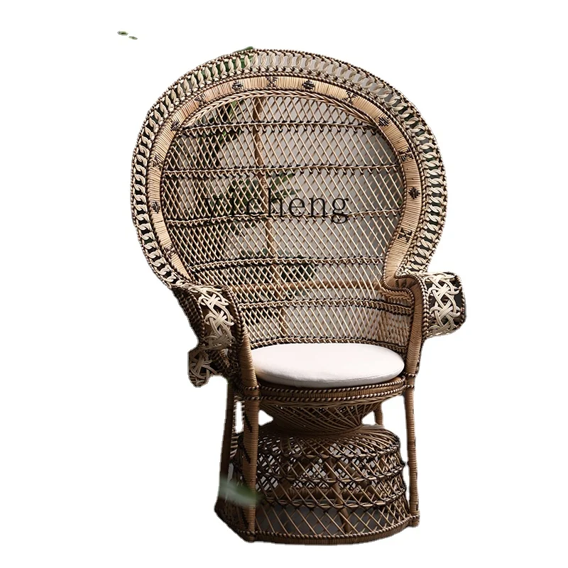 

ZK Real Rattan Peacock Chair B & B Indonesian Rattan Chair Thai Balcony Princess Chair Single Chair