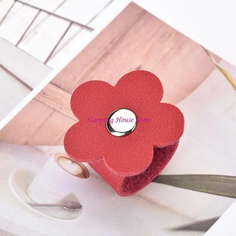 Flower Pattern Wire Winder PU Leather Cable Organiser Ties For Phone Cables 77JC
