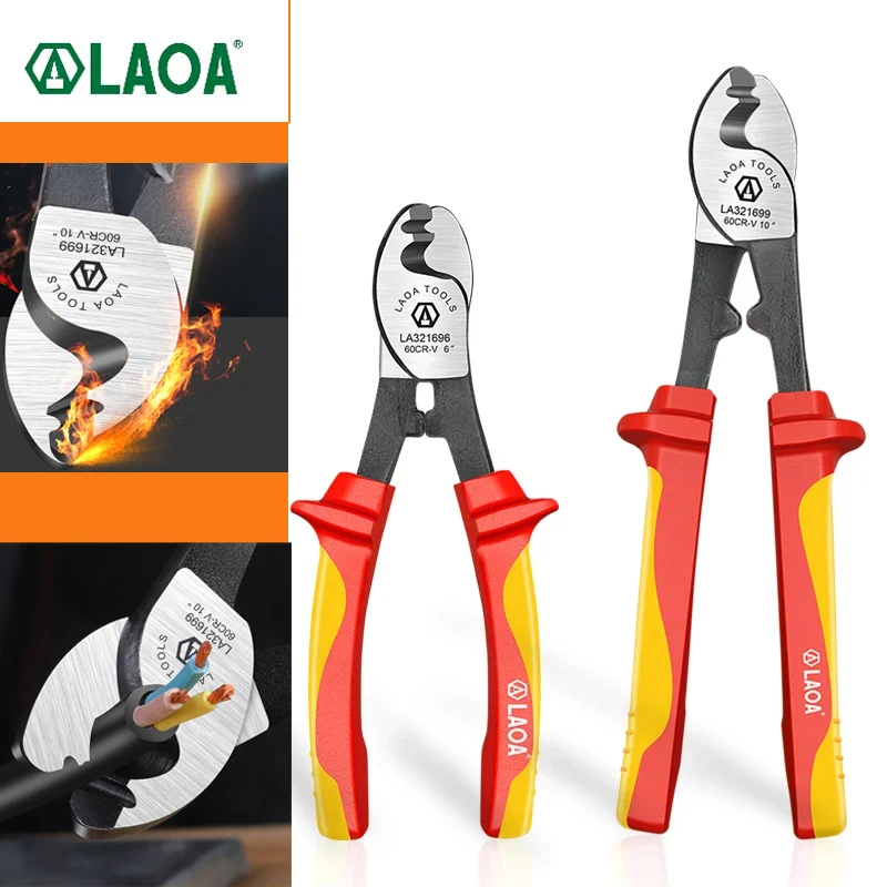 LAOA Insulated Cable Cutter 1000V Electrician Professional Pliers Shock Wire Stripper Tool VDE Pliers Cable Scissors