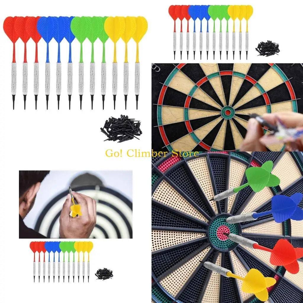 

Q84C Safe Darts 12pieces 14G Darts Установите мягкий пластиковый наконечник пластиковые бочки железные никелированные полеты со