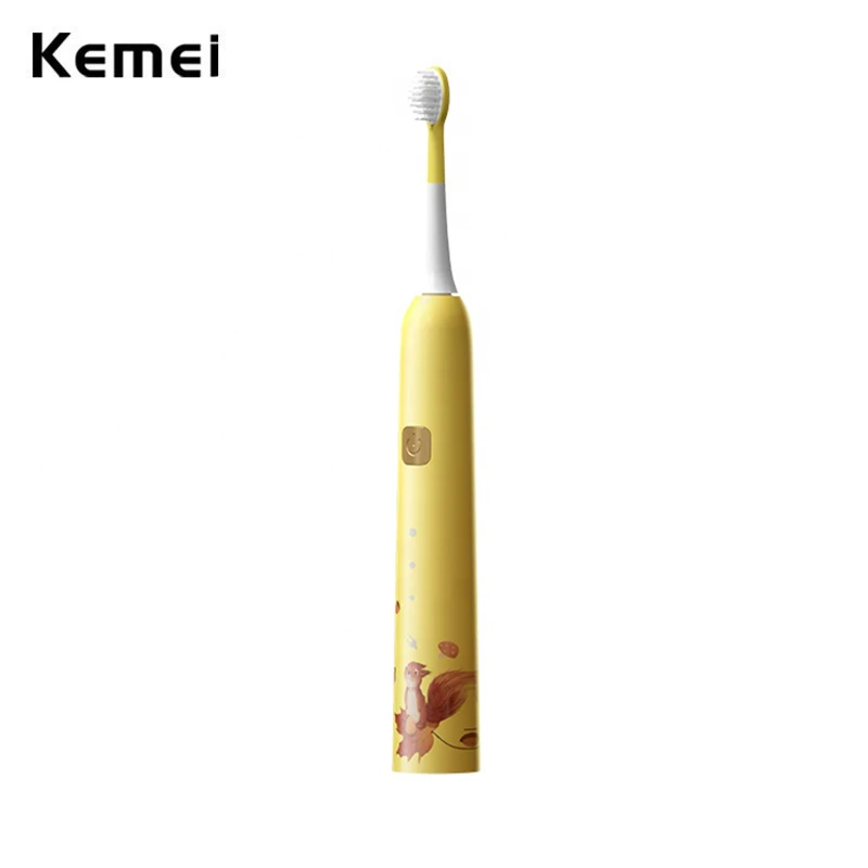

Kemei Children Sonic Electric Toothbrush Cartoon Pattern for Kids with Replace The Tooth Brush Head Ultrasonic Toothbrush