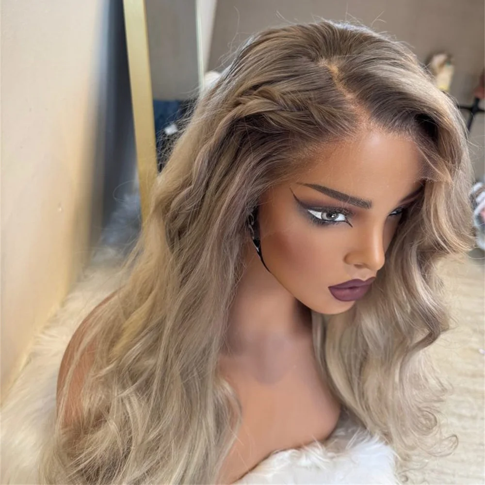 

Женский парик омбре золотисто-пепельного цвета, синтетический, с HD-кружевом спереди, термостойкий, для женщин, с естественной линией роста волос, предварительно выщипанный