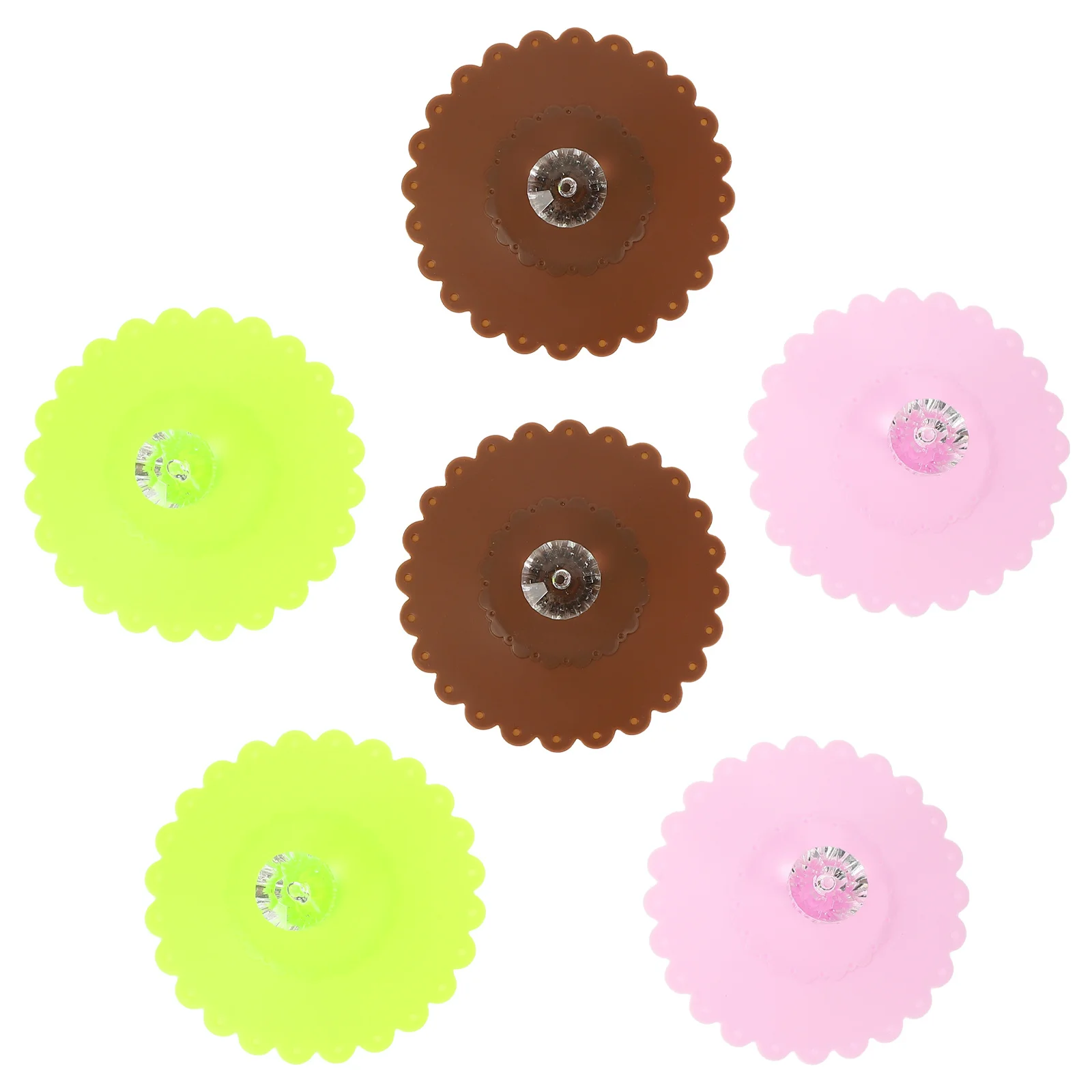 6 szt. silikonowych pokrywek na kubki 10,5 cm, przezroczyste, błyszczące, wzór diamentowego kwiatu, szczelne, wielokrotnego użytku, zapewniające świeżość, do gorących napojów