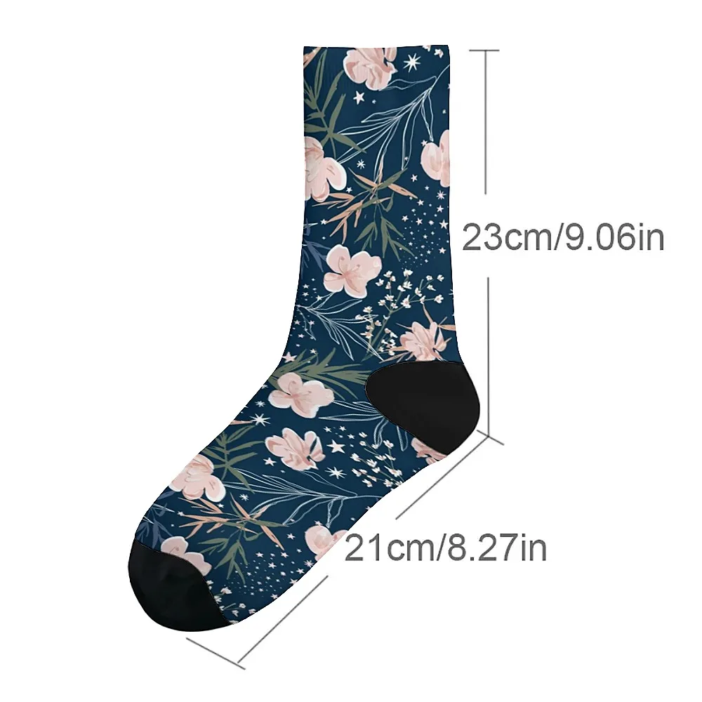 Hot Flower print Veelzijdige middenbuissokken voor mannen, modieus en schattig, veelzijdige stijl, ademend en warm, perfect cadeau