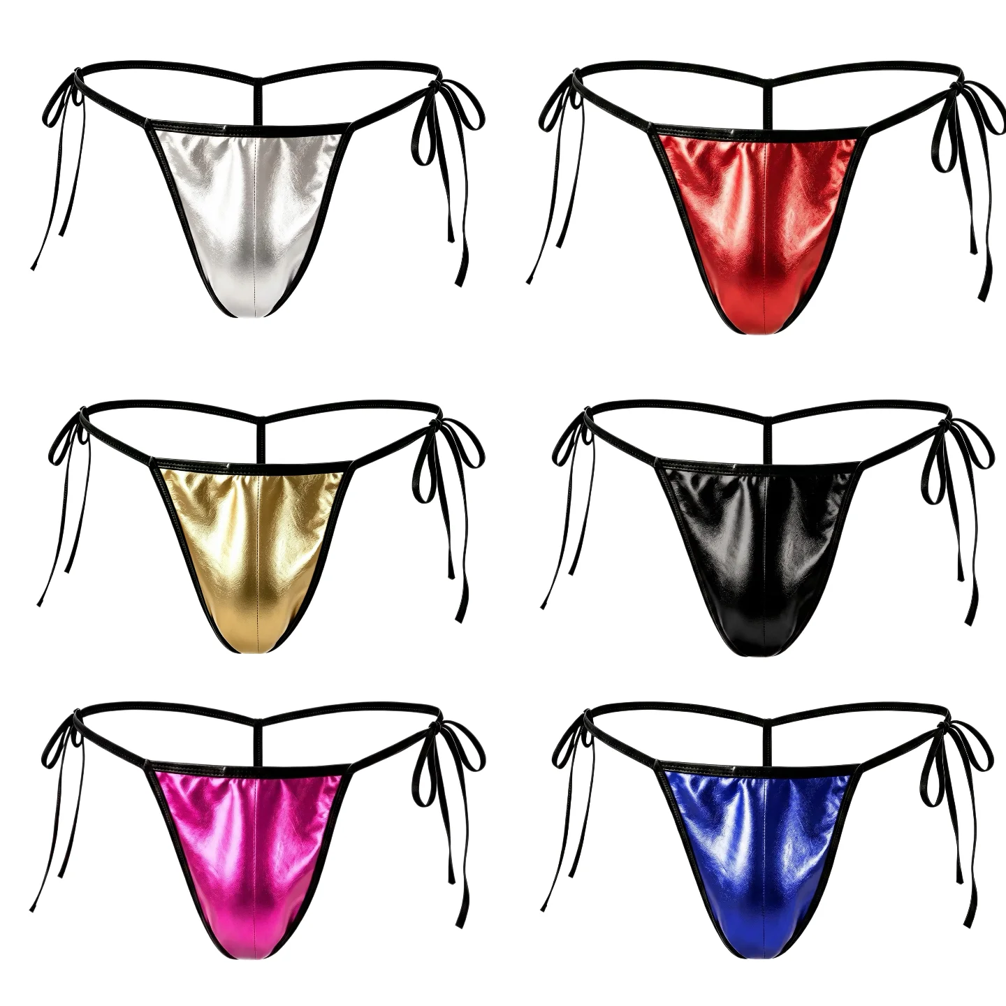 1Pc Men's PU Leather sexy Thong Underwear, Adjustable Straps, Nightclub Dance Party, One Size Fits All, Size Range: S-XXXL