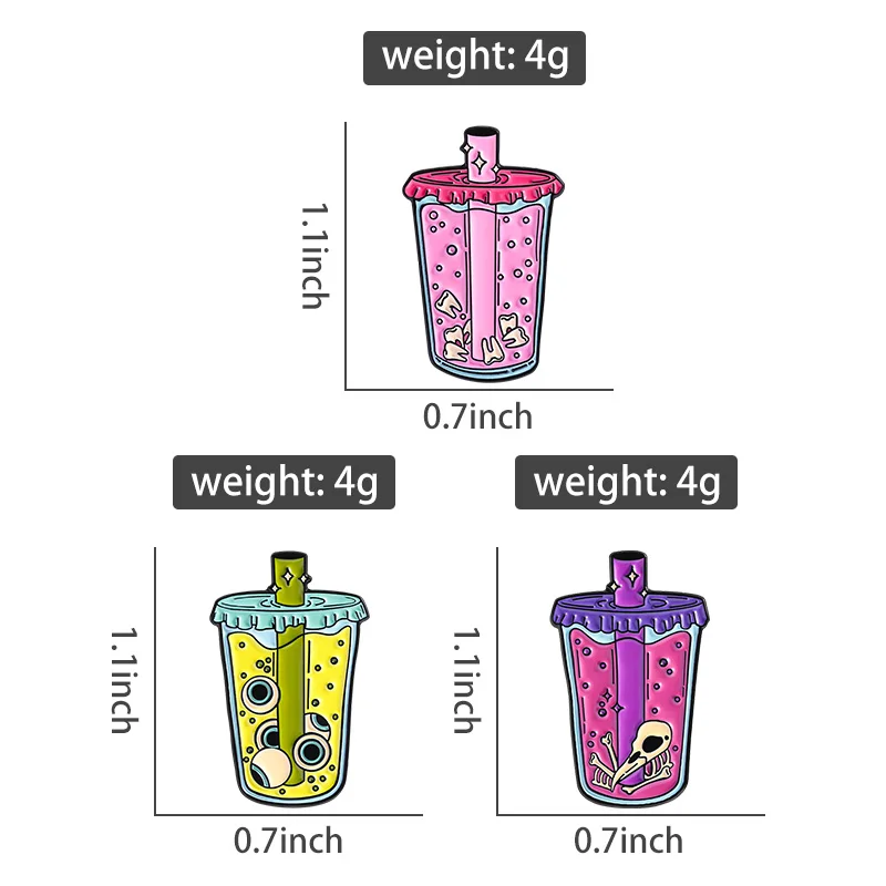 الرعب عصير بروش المينا دبابيس الهيكل العظمي الأسنان مقل العيون الحليب الشاي دبابيس التلبيب ظهره شارات هالوين مجوهرات أصدقاء هدية #6