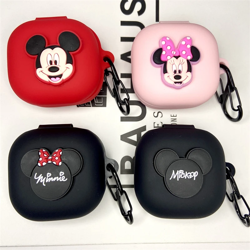 Disney Mickey Minnie Earphone Case for Samsung Galaxy Buds Live/Buds Pro/Buds 2/Buds2 Pro Silicone Soft Protective Case Earphone