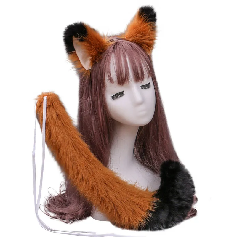 Anime ogon lisa Kawaii ogon lisa rekwizyty do Cosplay JK dziewczyna Faux futro kot ogon akcesoria Cosplay Gyaru impreza z okazji Halloween do odgrywania ról pluszowe