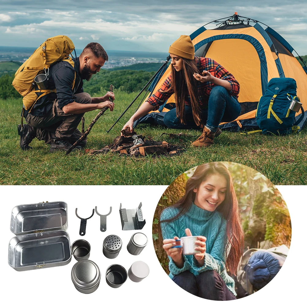 

Reusable Camp Coffee Mug Set Stainless Steel Collectible Coffee Tool Kit Backpacking Camping Coffee Tableware for Travel Kitchen