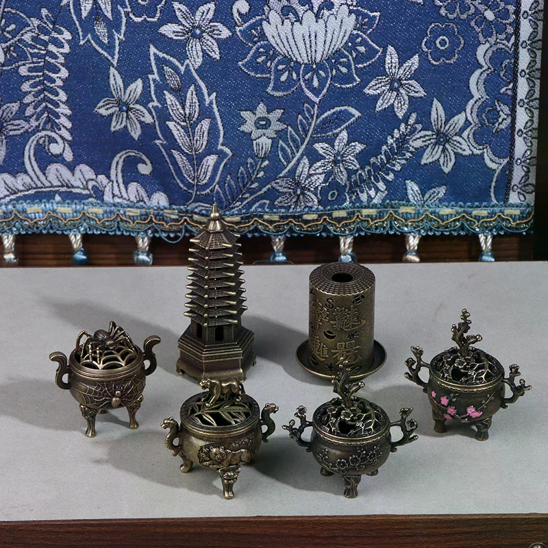 Alloy Lucky Incense Burner Bowl Incense Holder With Handle Yoga Meditation Home Office Decor Ancient Style For Relaxation