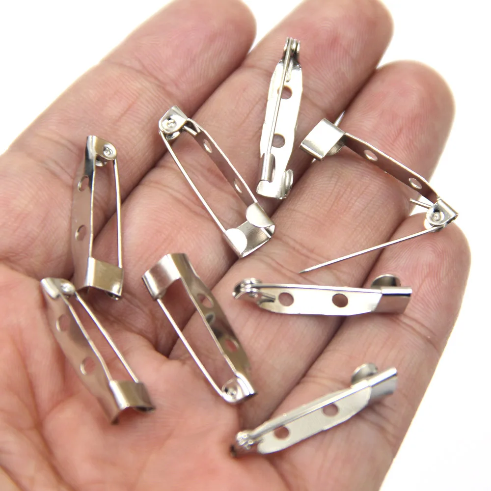 1500Pcs Silver Tone Brooches Back Bar Base Pins Charms Fashion Jewelry Making Finding 25x5mm