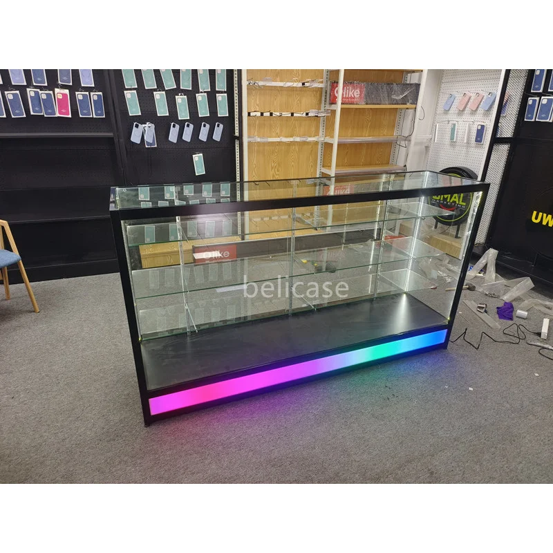 Imagem -06 - Loja de Varejo Display Showcase com Luzes Led Vitrine Personalizada Conveniência Store Glass Armário Bloqueável 6ft