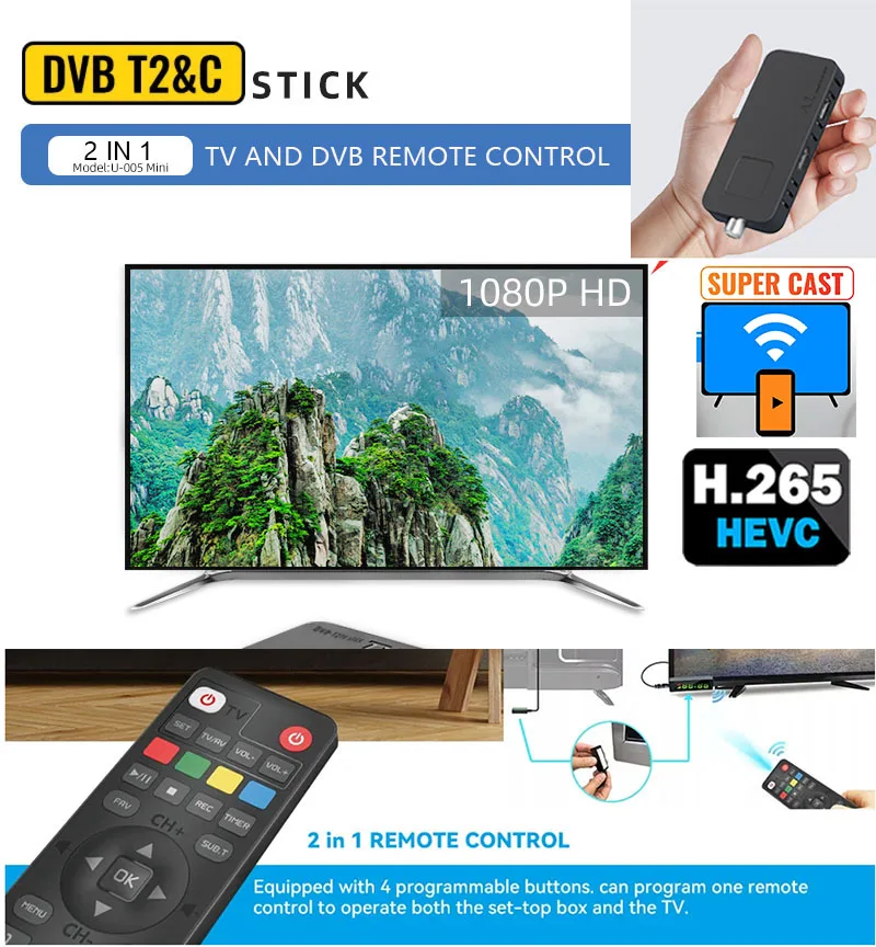 Europe H.265 HEVC DVB-T2 tuner DVB-C PVR super cast DVB-T Digital TV Set-Top Box Support WIFI Y0UTUB for Europe  vs v7 TT u05