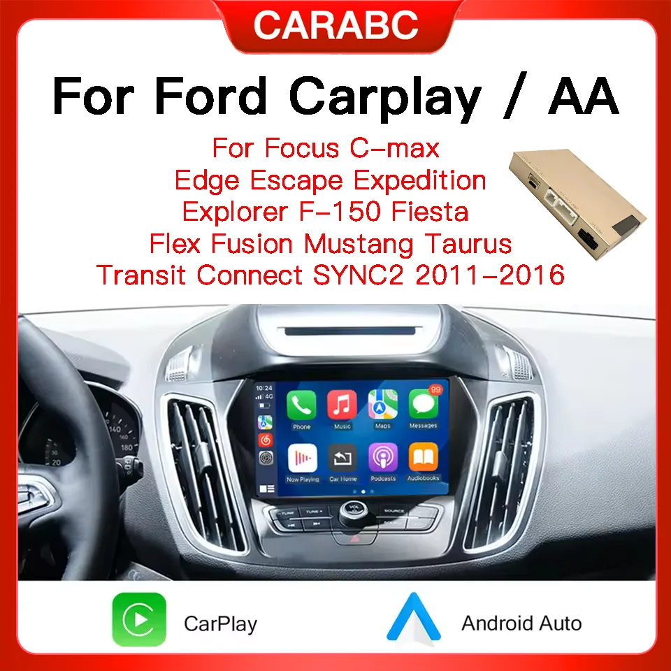 carabc Wireless Carplay für Ford Fusion C-max Explorer Focus Fiesta Edge F150 Sync2 System 2011-2016 Decoder Android Auto Modul