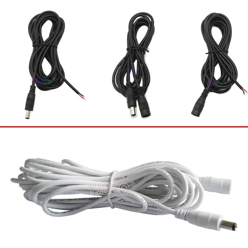 

0.5m 1m 2m 3m 5m 10m DC cable connector DC Power Plug with extension wire DC female and Male Jack adapter 5.5 * 2.1 mm