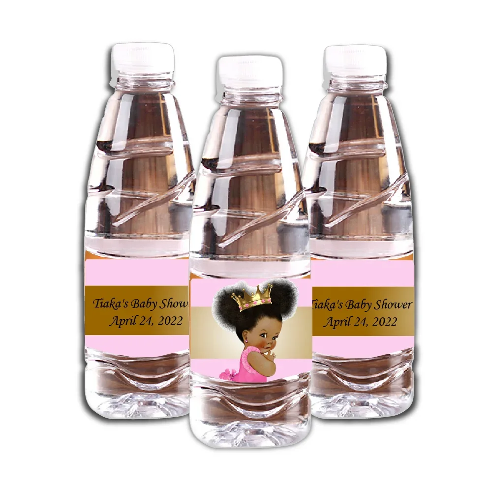 Personalized Princess Royal Baby Shower Water Bottle Wine Labels Candy Bag Wraps Name Stickers Birthday Party Decor Supplier