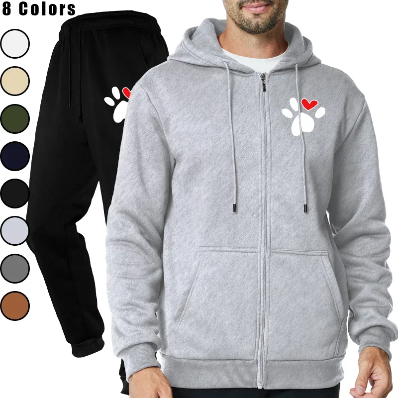 

Winter and Autumn Fashion Brand Men's Running Striped Zipper Long Sleeve Pants and Hoodie Sports and Leisure Clothes