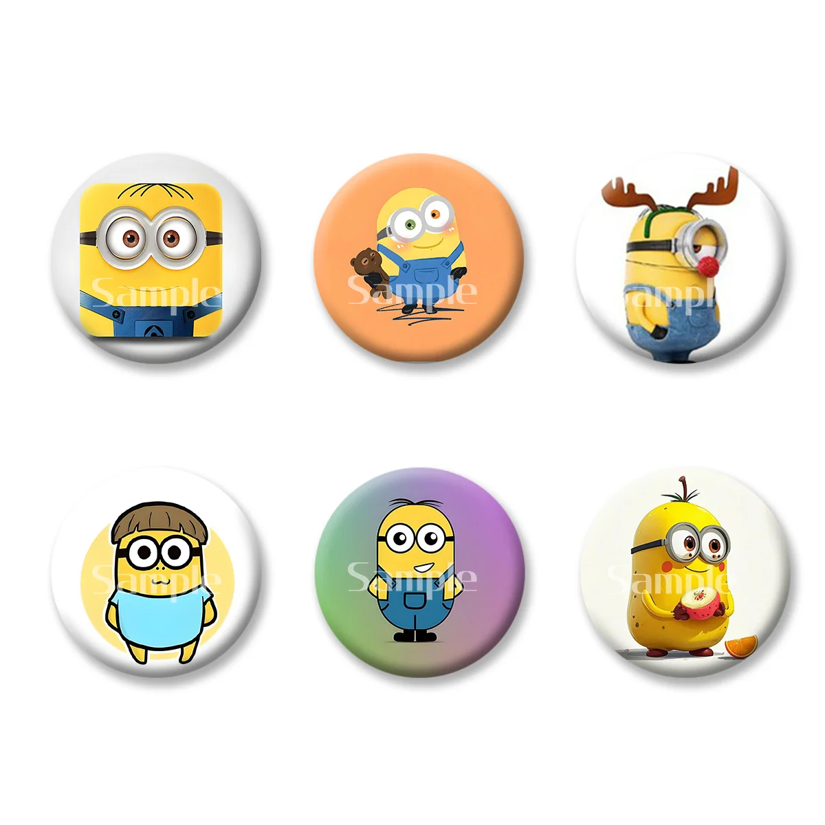 

Despicable Me Minions Medal Flash Badge Keychains Makeup Mirror Fridge Magnet ACG Goods Anime Cartoon Peripherals Birthday Gift