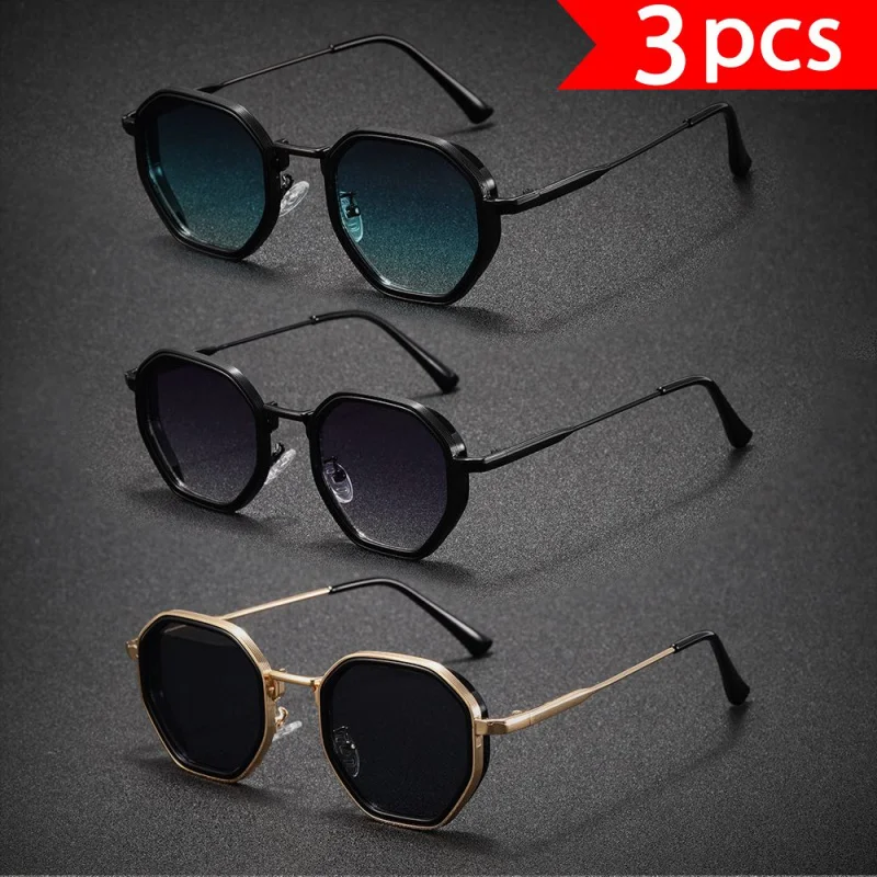 زوج واحد من النظارات الشمسية ذات الإطار الدائري العصري للرجال، مزودة بتصميم مريح لدعم الأذن #2