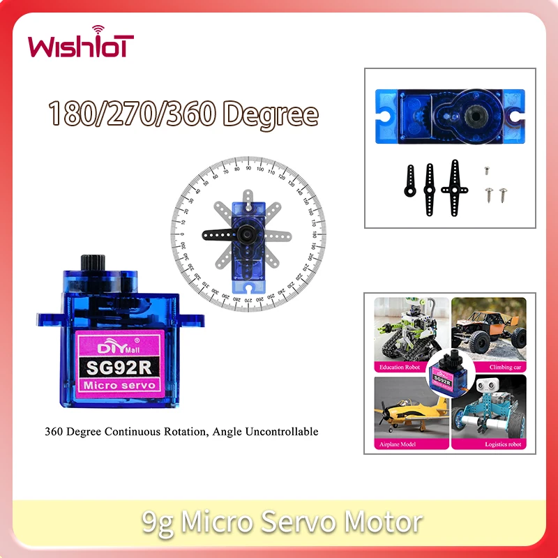 SG92R 9g Micro Servo มอเตอร์ 4.8-6V 180/270/360/องศาอุปกรณ์เสริมสําหรับรุ่น RC รถเครื่องบินหุ่นยนต์เซอร์โว DIY ของเล่น