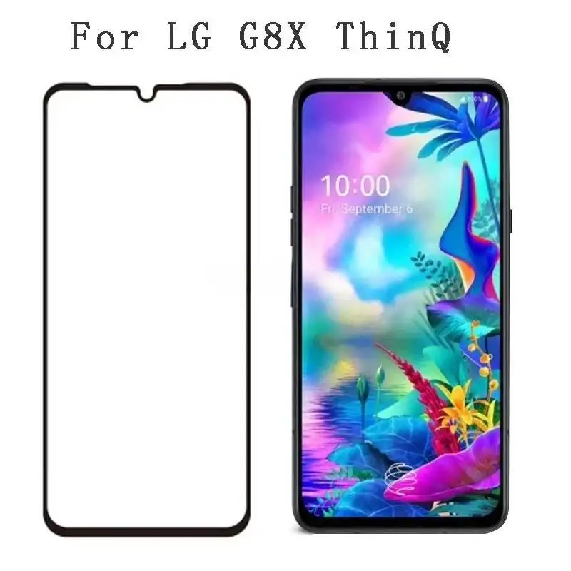 Pantalla negra de cubierta completa 6D Tempered Thinq para LG G8 G8S G8X 9H, película protectora de vidrio
