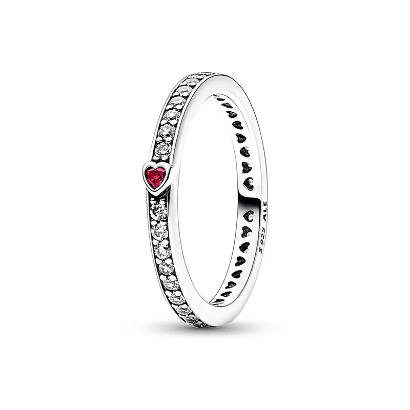 Anillo de plata 925 para mujer, sortija de corazón deslizante de dos tonos, estilo europeo, joyería artesanal