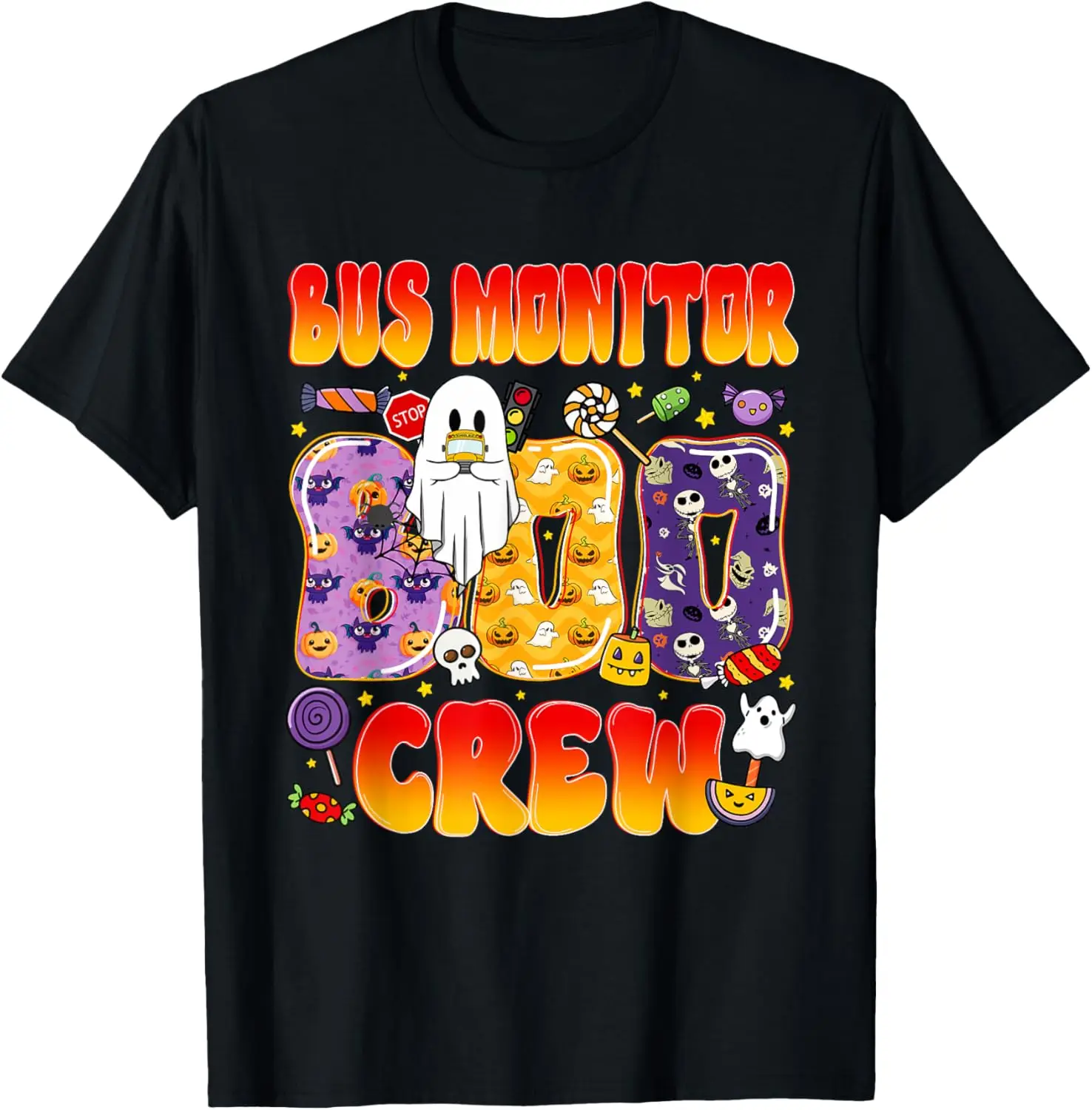 Bus Monitor Boo Crew Funny Halloween Custome T-Shirt