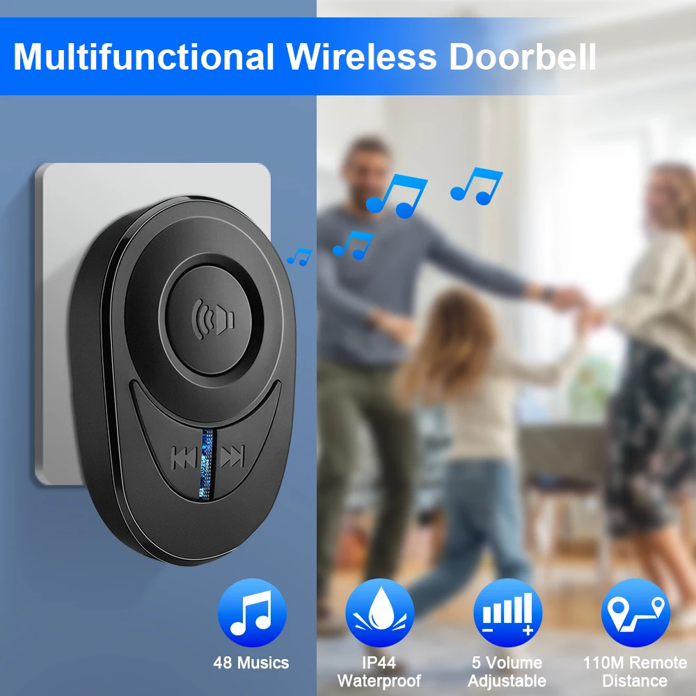 ELECTOP Outdoor Wireless Doorbell 433Mhz Smart Home Welcome Smart Doorbell 80M~400M Long Wireless Distance 55 Songs Door Chimes