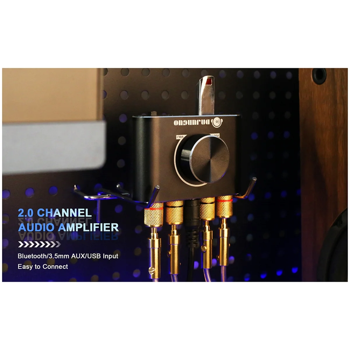 DAJUNGUO 2.0 Channel 20W+20W Bluetooth Amp with Remote Control Function,Supports Bluetooth/USB/AUX Input