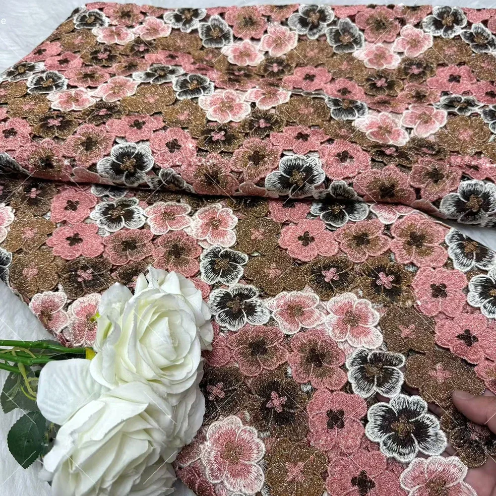 

Latest Cord Guipure Lace Fabric Crystals African Stones Lace Fabric 2026 High Quality Nigerian Water Soluble Material for Dress