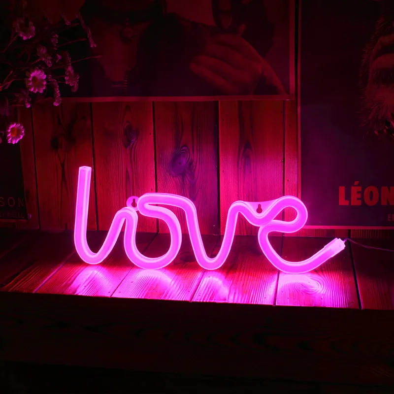 

Love Neon Lights LED Letter Love Shape Confession Valentine's Proposal Wedding Party Decoration Lights Festive Party Lights